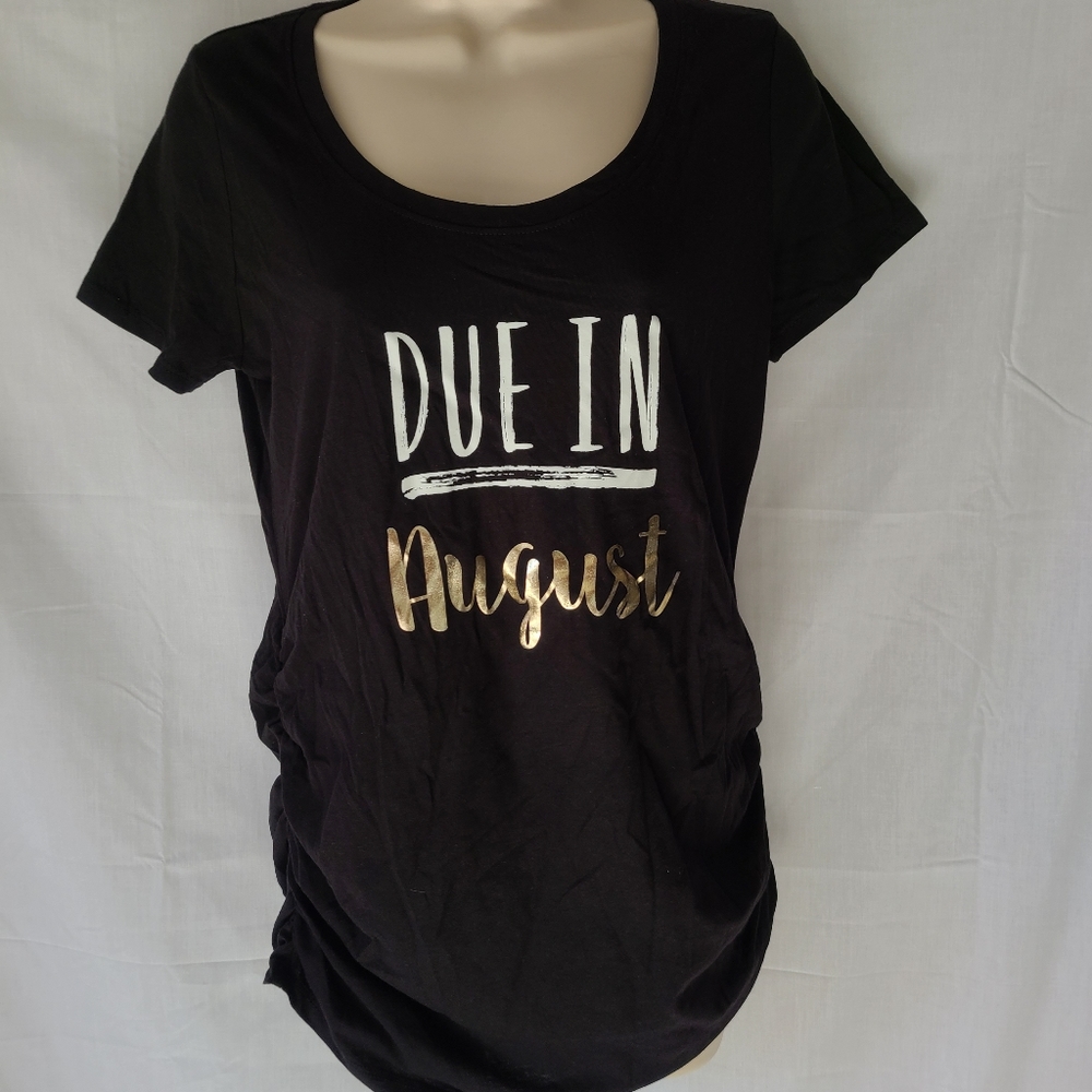 Motherhood maternity women's due in August t-shirt, size S